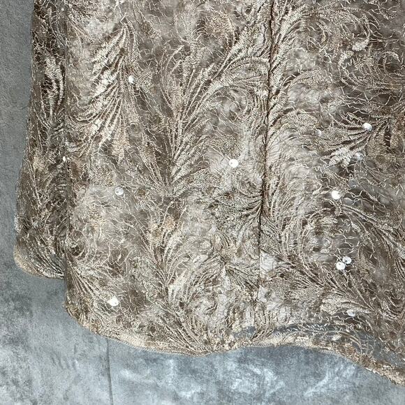 ADRIANNA PAPELL Women's Marble Embroidered Sequin Sleeveless Cocktail Dress - Picture 9 of 13